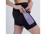 Short 2 en 1 running respirant femme - kiprun run 500 dry noir